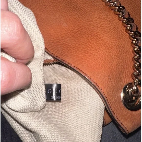 GUCCI Soho Chain Nubuck Orange Leather Tote - Picture 7 of 15